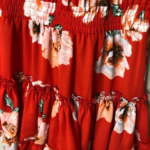 Misa Los Angeles Darla Poppy Floral Mini Dress Vacation Trip Tropical Poppy Red - Picture 9 of 13